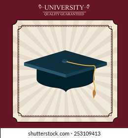 University design over red background, vector illustration.