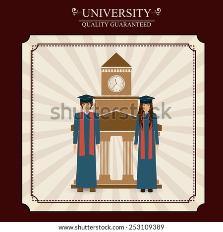 University design over red background, vector illustration.