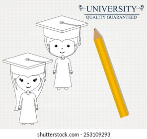 University design over white background, vector illustration.
