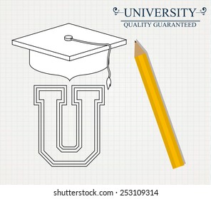 University design over white background, vector illustration.