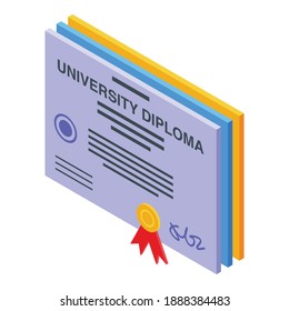 University diploma icon. Isometric of university diploma vector icon for web design isolated on white background