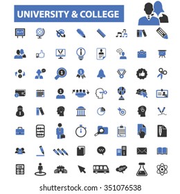 Universitäts-, Bildungs-, Lern-, Studien-, Wissenschafts-, Forschungssymbole, Zeichen, Vektorset für Infografiken, mobil, Website, Anwendung
