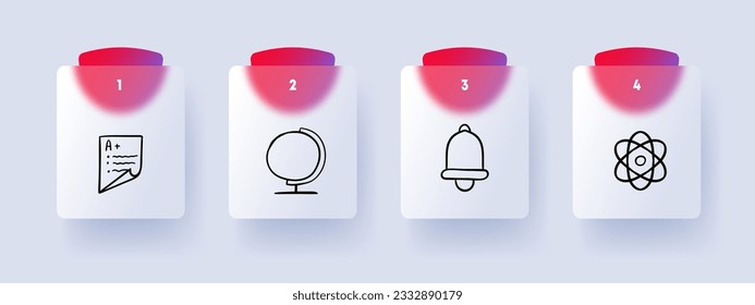 University education line icon. Bell, atom sign, highest score, globe, Vector line icon for Business