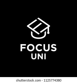 University education logo design initial F with toga hat icon