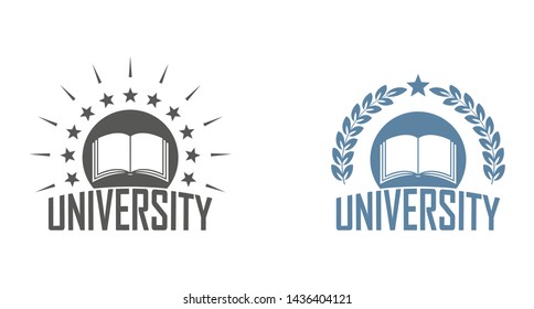 University emblem in different versions. Illustration on the educational theme