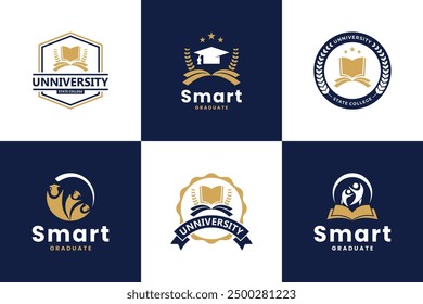 University emblem logo design. Success student logo collection