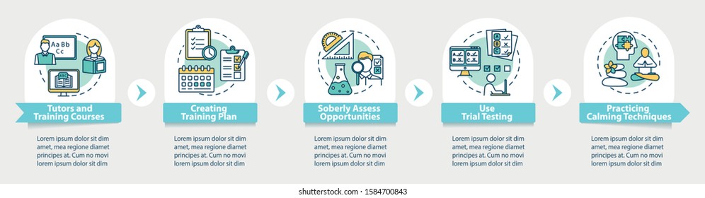 University entrance vector infographic template. Business presentation design elements. Data visualization with 5 steps and options. Process timeline chart. Workflow layout with linear icons