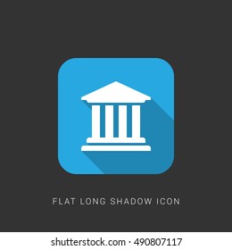 University Flat blue long shadow Icon / Logo Design