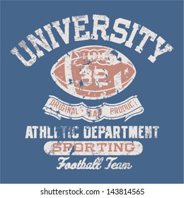 University football athletic dept. - Vintage print for sportswear apparel in custom colors