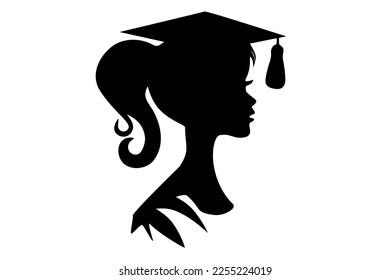 university girl graduates silhouette. Vector illustration.