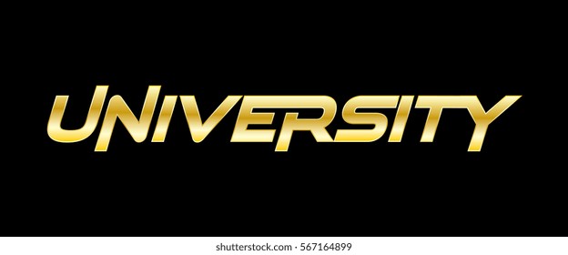 University golden text letter logo