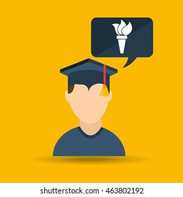 university grad, education ceremony icon, vector illustration
