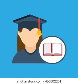 university grad, education ceremony icon, vector illustration