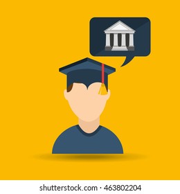 university grad, education ceremony icon, vector illustration