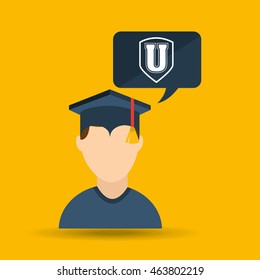 university grad, education ceremony icon, vector illustration