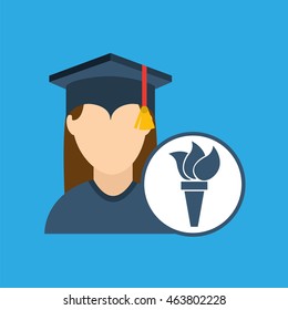 university grad, education ceremony icon, vector illustration