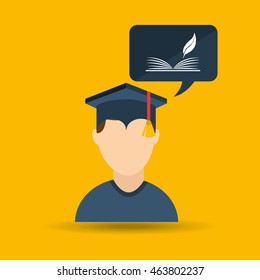 university grad, education ceremony icon, vector illustration