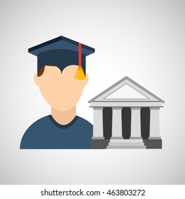 university grad, education ceremony icon, vector illustration