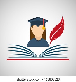 university grad, education ceremony icon, vector illustration