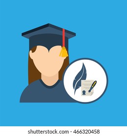 university grad, education ceremony icon, vector illustration
