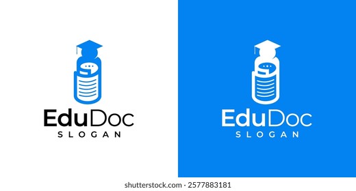 University Graduate Student Education Hat Logo Vector with Document Paper