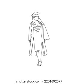 University graduate vector illustration drawn in line art style