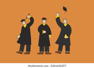 university graduation, college, student, graduate, campus boy edition set