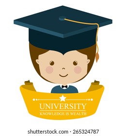 University and Graduation design over white background, vector illustration