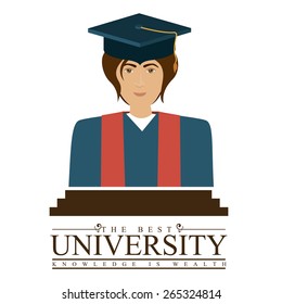 University and Graduation design over white background, vector illustration