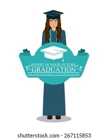 University and Graduation design over white background, vector illustration