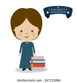 University and Graduation design over white background, vector illustration