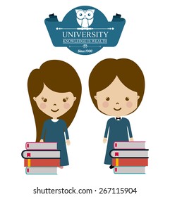 University and Graduation design over white background, vector illustration