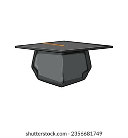 university graduation hat cartoon. college school, diploma student, degree black university graduation hat sign. isolated symbol vector illustration