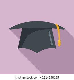 Der Universitätsabschluss hat eine flache Vektorgrafik. Hochschuldiplom. Graduierdeckel