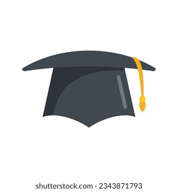 University graduation hat icon flat vector. College diploma. Graduate cap isolated