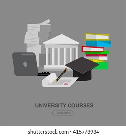 university graduation icon. courses object. and icon, online education or exam preparation object