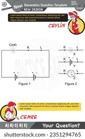 University and high school exam question form, Mathematics, physics, geometry, biology, eps, Next generation problems, two sister, speech bubble, template, experiment