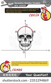 University and high school exam question form, Mathematics, physics, geometry, biology, eps, Next generation problems, two sister, speech bubble, template, experiment