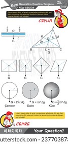 University and high school exam question form, Mathematics, physics, geometry, biology, eps, Next generation problems, two sister, speech bubble, template, experiment