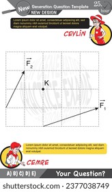 University and high school exam question form, Mathematics, physics, geometry, biology, eps, Next generation problems, two sister, speech bubble, template, experiment