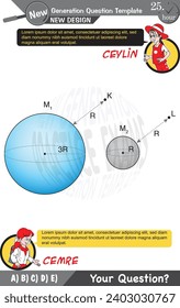 University and high school exam question form, Mathematics, physics, geometry, biology, eps, Next generation problems, two sister, speech bubble, template, experiment