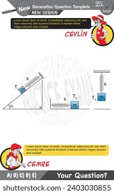 University and high school exam question form, Mathematics, physics, geometry, biology, eps, Next generation problems, two sister, speech bubble, template, experiment