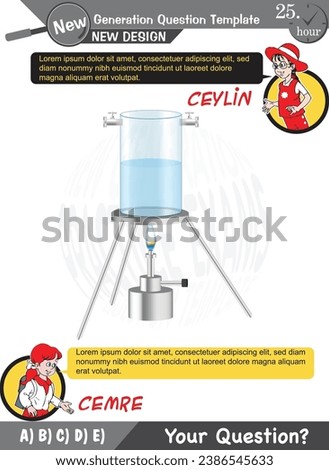 University and high school exam question form, Mathematics, physics, geometry, biology, eps, Next generation problems, two sister, speech bubble, template, experiment