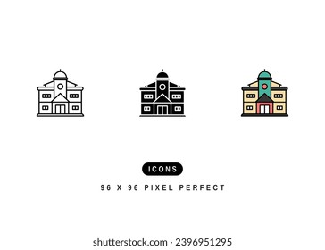 University Icon. Academic Campus Diploma Pictogram Graphic Illustration. Isolated Simple Line Icon For Infographic, App and Web Button.