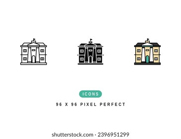 University Icon. Academic Campus Diploma Pictogram Graphic Illustration. Isolated Simple Line Icon For Infographic, App and Web Button.