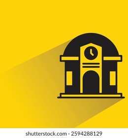 university icon with drop shadow on yellow background