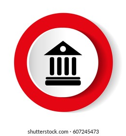 University Icon Isolated on red Background. Vector illustration.