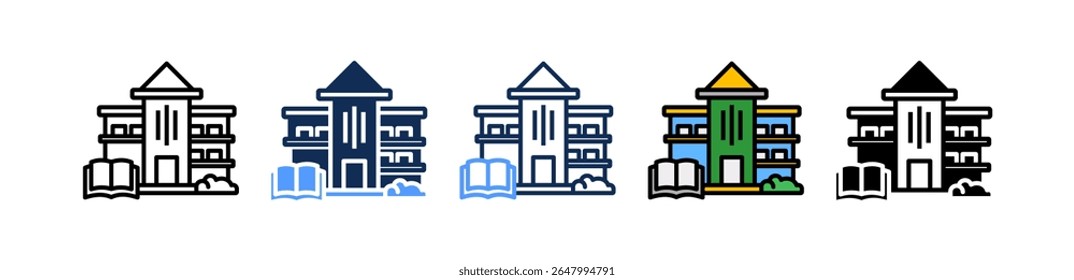 University Icon Multiple Vector Illustration