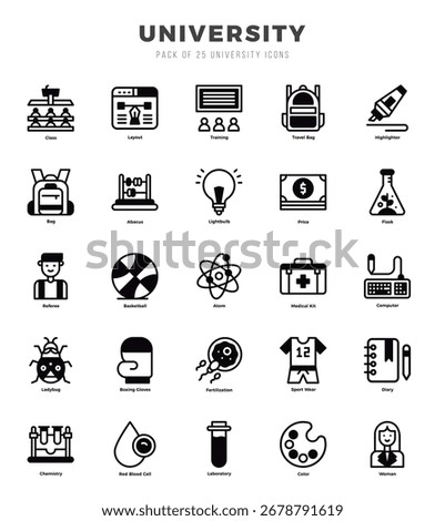 University Icon Pack 25 Vector Symbols for Web Design.