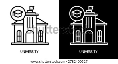 University icon representing higher education, academic learning, research institutions, student development, and professional knowledge advancement in formal education systems.